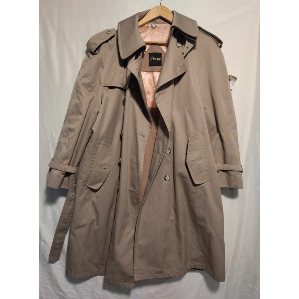 Saint André Oversized Vintage Trench Beige Coat Womens Size 42 Regular Korea